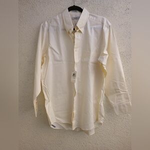 Izod Men's Cream Dress Shirt  Work Funeral Casual Party 80 90 Classic Wedding